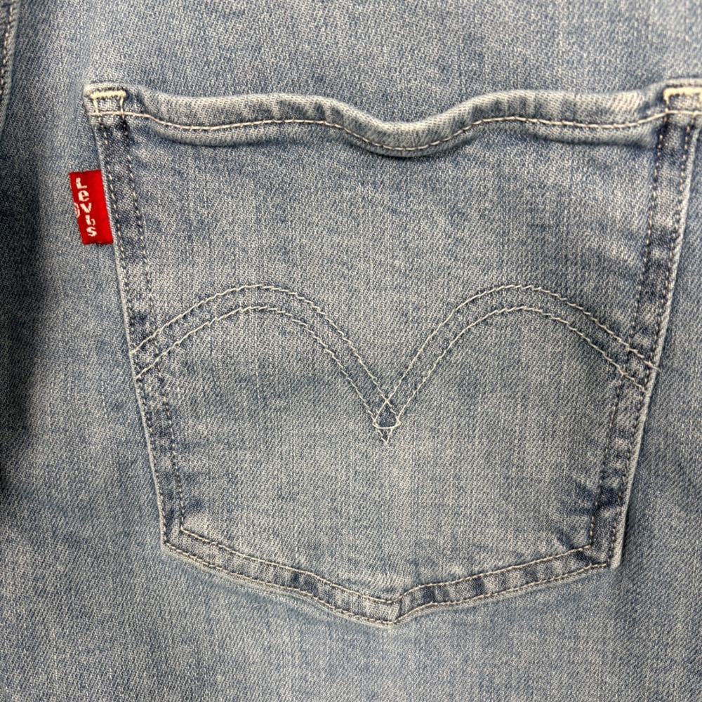 Levi's Women Shortalls 16W Light Blue Denim Stretch Bib Overalls Shorts - Picture 7 of 16